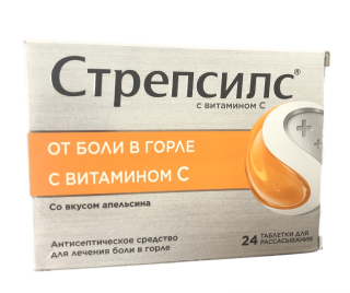СТРЕПСИЛС С ВИТАМИНОМ С N24 таб д/рассас АПЕЛЬСИН - Добрая аптека