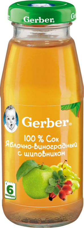 Гербер сок Яблочно-виноградный с шиповником 175мл - Добрая аптека