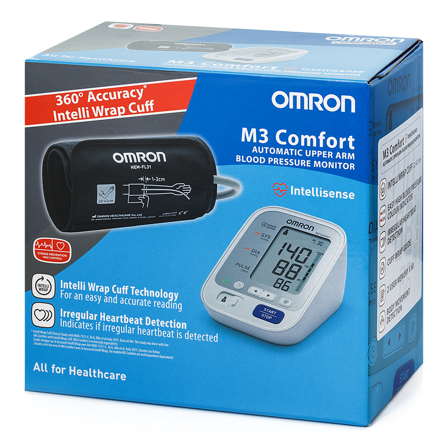 OMRON Тонометр M3 Comfort на плечо автомат HEM-7134-E манж 22-42 с адаптером - Добрая аптека