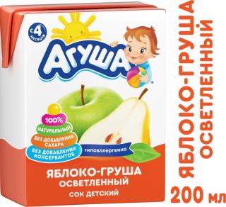 Сок детский Агуша 0,2л Яблоко-Груша - Добрая аптека