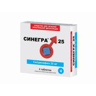 СИНЕГРА 25мг N4 таб п.п.о. - Добрая аптека