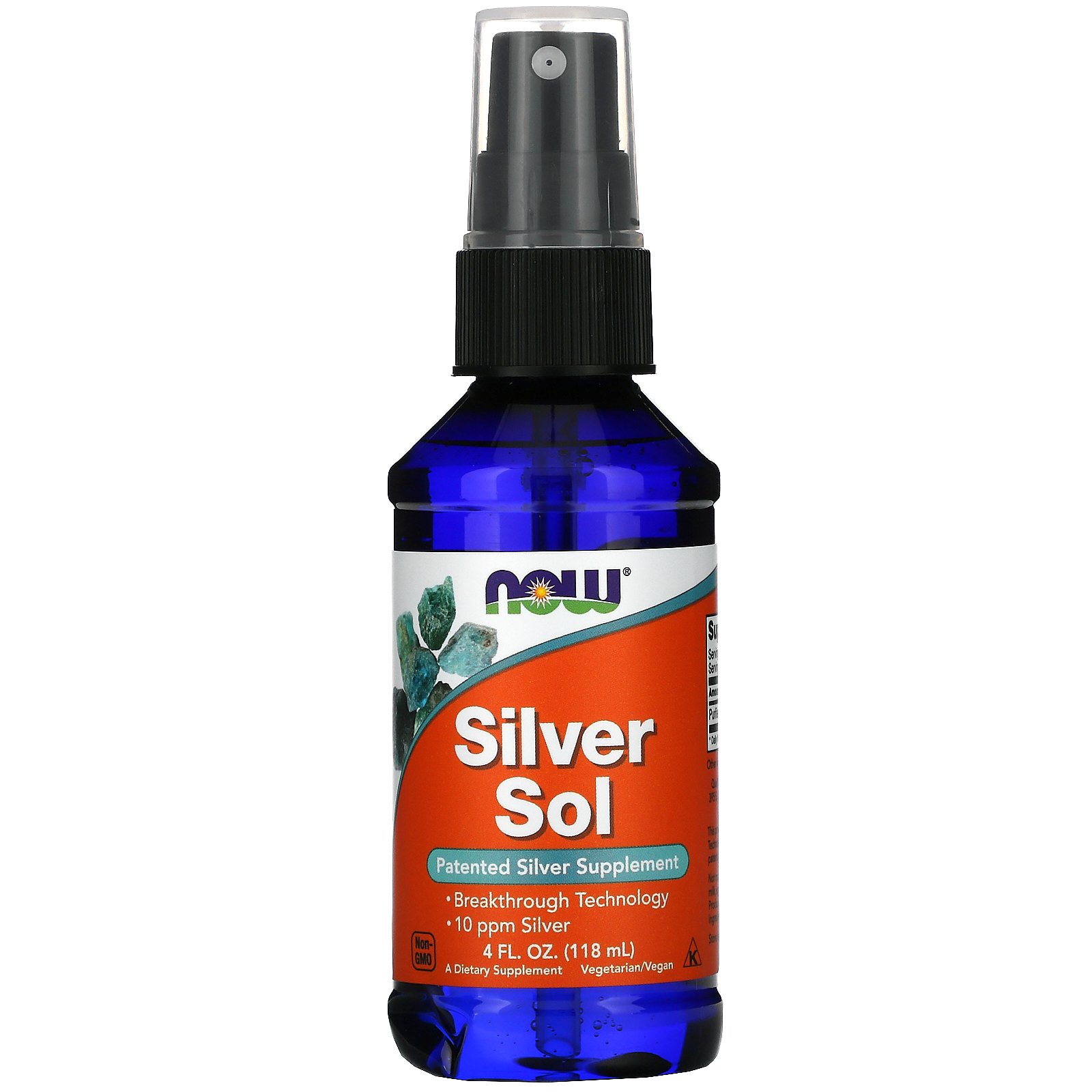NOW Бад Коллоидное серебро SILVER SOL 10 PPM LIQUID 4FL/OZ REL1 - Добрая аптека
