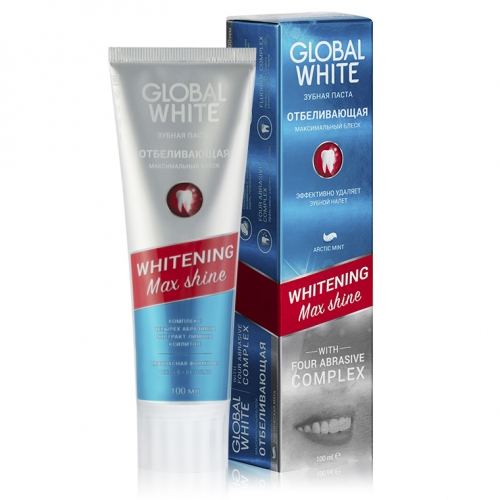 Global White зубная паста отбеливающая Энзимное отбеливание 100гр rel1 - Добрая аптека