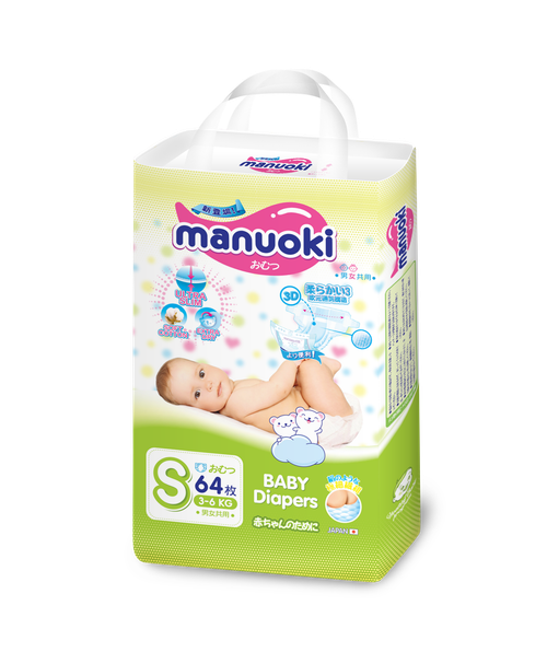 MANUOKI ПОДГУЗНИКИ Д/ДЕТ N64 рS (3-6КГ+) MANUOKI ПОДГУЗНИКИ Д/ДЕТ N64 рS (3-6КГ+) - Добрая аптека