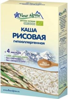 Флер Альпин - каша без молока Органик рисовая с пребиотиками гипоаллергенная 4 мес 175/6 - Добрая аптека