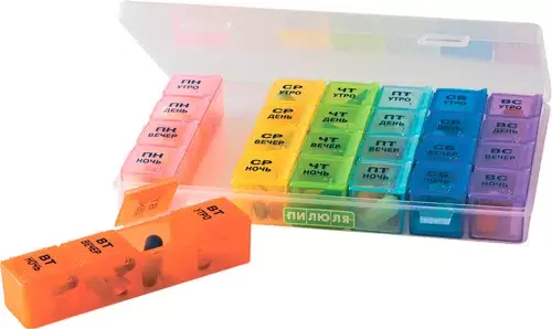 ТАБЛЕТНИЦА-КОНТЕЙНЕР ПИЛЮЛЯ 3760 НА 7 ДНЕЙ ДОРОЖНАЯ - Добрая аптека