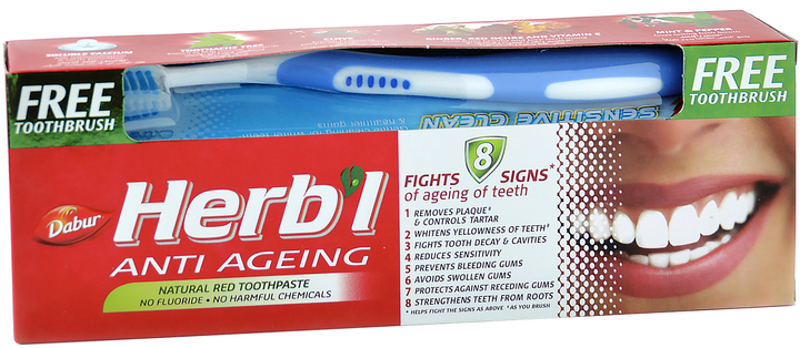 DABUR HERBAL ЗУБНАЯ ПАСТА 150г АНТИВОЗРАСТ ЭФФЕКТ+ЗУБН ЩЕТ - Добрая аптека