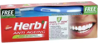 DABUR HERBAL ЗУБНАЯ ПАСТА 150г АНТИВОЗРАСТ ЭФФЕКТ+ЗУБН ЩЕТ - Добрая аптека