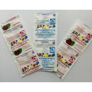 ГЛЕНВИТОЛ АСКОРБИНОВАЯ КИСЛОТА С ГЛЮК 100мг N10 таб МАЛИНА - Добрая аптека