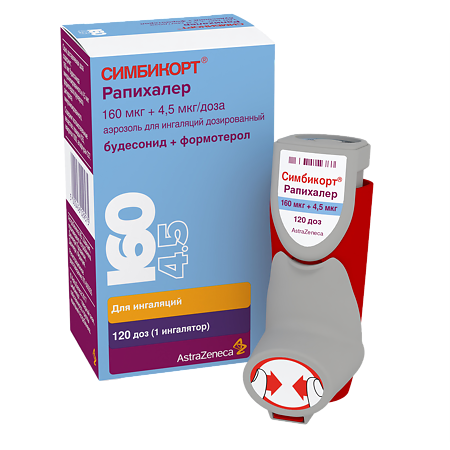 СИМБИКОРТ РАПИХАЛЕР 160мкг/4.5мкг 120доз аэр д/инг доз СИМБИКОРТ РАПИХАЛЕР 160мкг/4.5мкг 120доз аэр д/инг доз - Добрая аптека