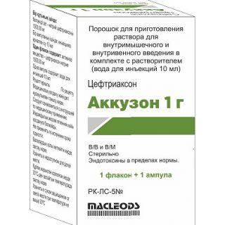 АККУЗОН 1г N1 пор д/р-ра д/ин +Р-ЛЬ 10мл N1 - Добрая аптека