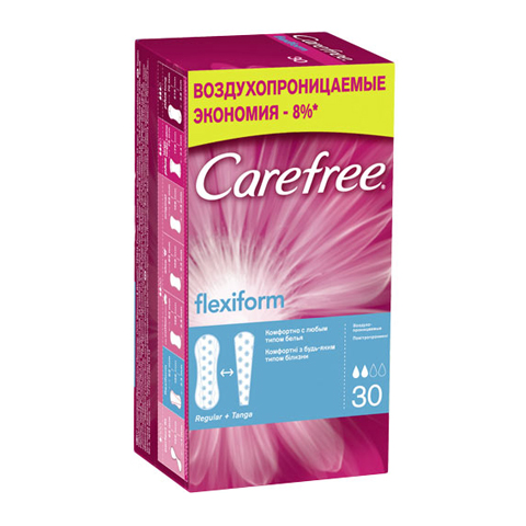 CAREFREE ПРОКЛАДКИ ЕЖЕДНЕВНЫЕ N30 ФЛЕКСИ ФОРМ CAREFREE ПРОКЛАДКИ ЕЖЕДНЕВНЫЕ N30 ФЛЕКСИ ФОРМ - Добрая аптека