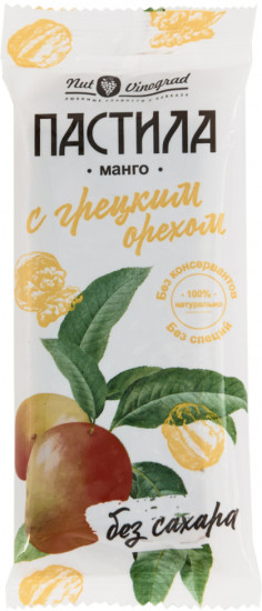 НУТ ВИНОГРАД ПАСТИЛА ФРУКТОВАЯ МАНГО С ГРЕЦКИМ ОРЕХОМ 50г - Добрая аптека