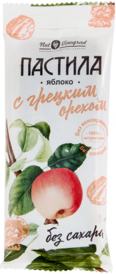 НУТ ВИНОГРАД ПАСТИЛА ФРУКТОВАЯ ЯБЛОКО С ГРЕЦКИМ ОРЕХОМ 50г - Добрая аптека