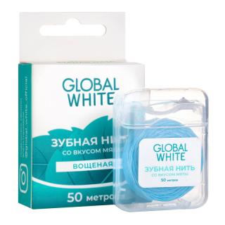 GLOBAL WHITE ЗУБНАЯ НИТЬ СО ВКУСОМ МЯТЫ - Добрая аптека