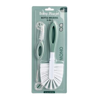 BABY PLANET ДЕТ БУТЫЛОЧКА МОНО ОЛИВЕ 0+ ЩЕТКА 3-В-1 8490/1 - Добрая аптека