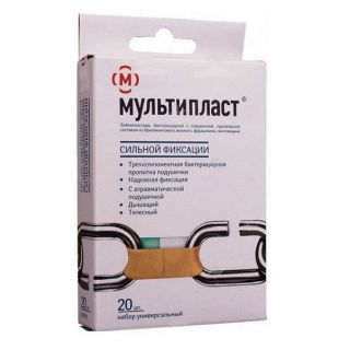 ЛЕЙКОПЛАСТЫРЬ МУЛЬТИПЛАСТ СИЛЬН ФИКСАЦИИ НАБОР N20 ТЕЛЕСНЫЙ - Добрая аптека