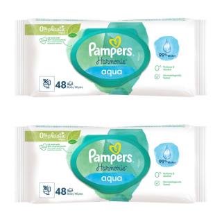 PAMPERS САЛФЕТКИ ВЛАЖН ДЕТ HARMONIE AQUA N96 48х2 - Добрая аптека