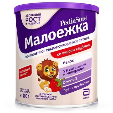PEDIASURE МАЛОЕЖКА СБАЛАНС ПИТ ДЕТС 400г КЛУБНИКА - Добрая аптека