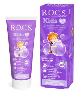 РОКС ЗУБНАЯ ПАСТА КИДС 45г БАБЛ ГАМ 4-7 ЛЕТ - Добрая аптека