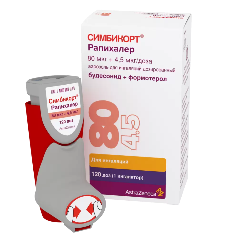 СИМБИКОРТ РАПИХАЛЕР 80мкг/4.5мкг 120доз аэр д/инг доз - Добрая аптека