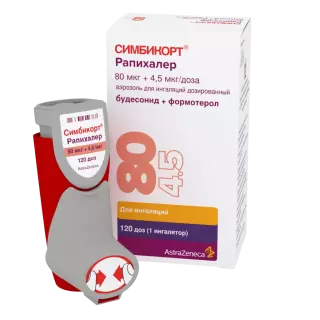 СИМБИКОРТ РАПИХАЛЕР 80мкг/4.5мкг 120доз аэр д/инг доз - Добрая аптека