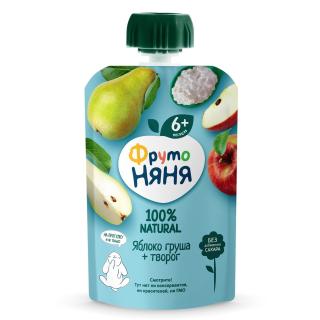ФРУТОНЯНЯ ПЮРЕ 90г ЯБЛОКО+ГРУША+ТВОРОГ - Добрая аптека