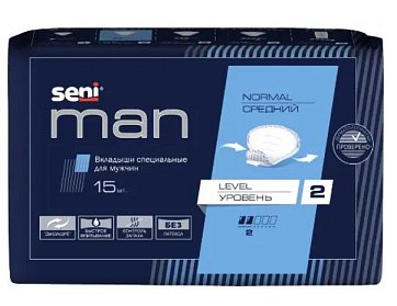 СЕНИ МЕН НОРМАЛ ПРОКЛАДКИ УРОЛОГИЧЕСКИЕ МУЖСКИЕ N15 NEW - Добрая аптека