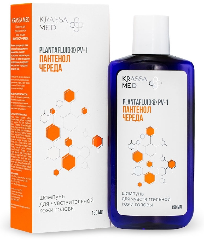 KRASSA MED ШАМПУНЬ ДЛЯ ЧУВСТВ КОЖИ ПАНТЕНОЛ ЧЕРЕДА 150мл - Добрая аптека