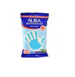 AURA Влажные салфетки с антибактериальным эффектом АЛОЭ со стикером рука №15 - Добрая аптека
