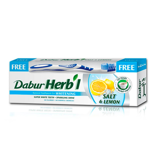 Зубная паста с солью и лимоном 150г +зубная щетка DABUR HERBAL - Добрая аптека