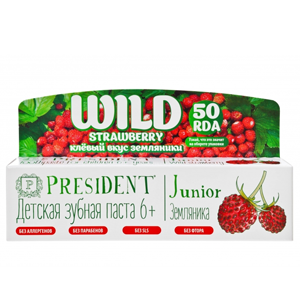 President Junior 6+ зубная паста со вкусом земляники без фтора 50мл - Добрая аптека