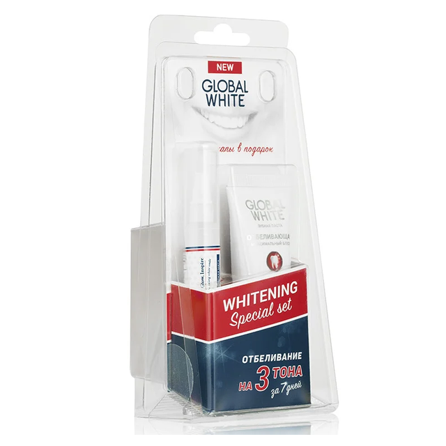 Global white набор карандаш отбеливающ 5мл + 2 зубн пасты - Добрая аптека