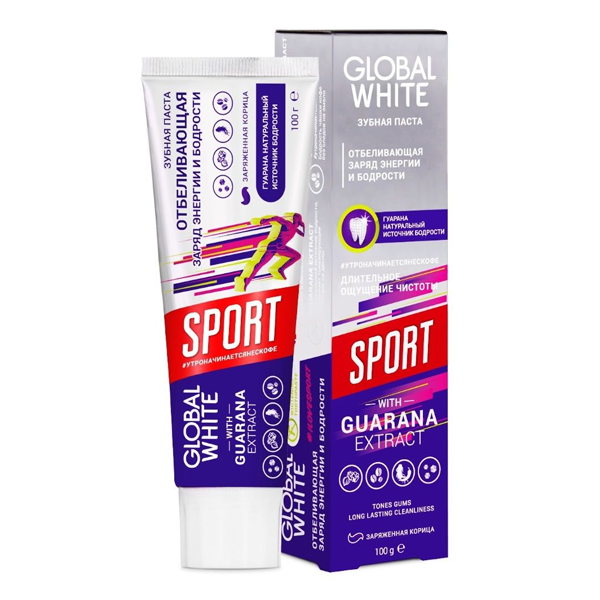Global white зубная паста отбеливающая Спорт 100мл - Добрая аптека